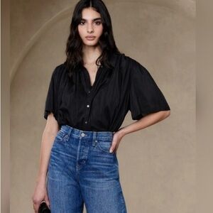 Black sheer button down Rosalie cotton silk top by Banana Republic - size small